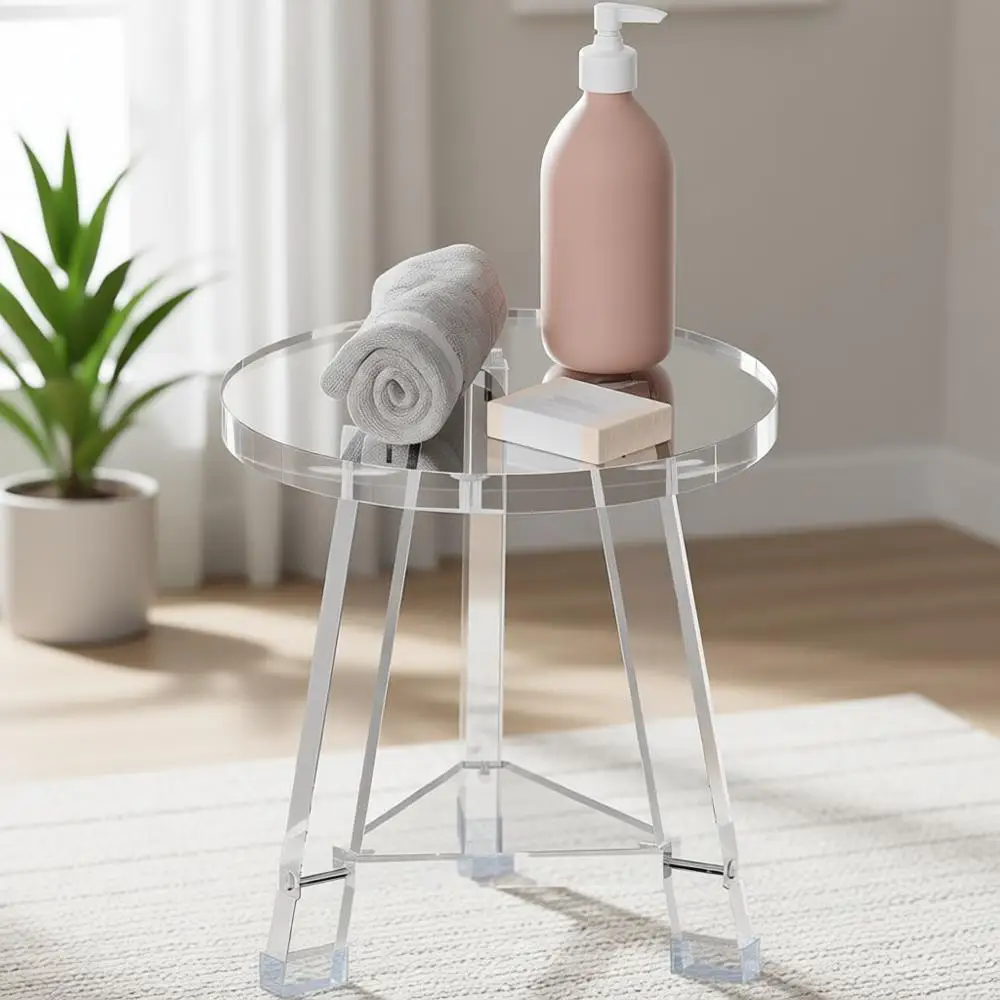 

Прочная прозрачная акриловая скамья для душа с нескользящей поверхностью, выдерживает до 180 кг, простая сборка