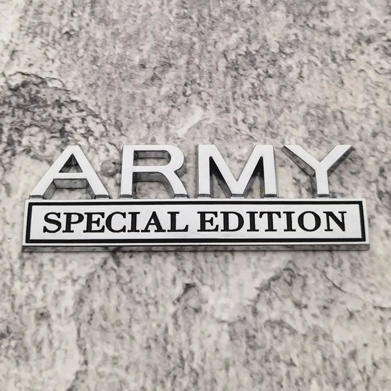 High-quality Modification Metal 3D Stereoscopic Car Stickers ARMY EDITION Letters Decoration Scratches Cover Car Accessories