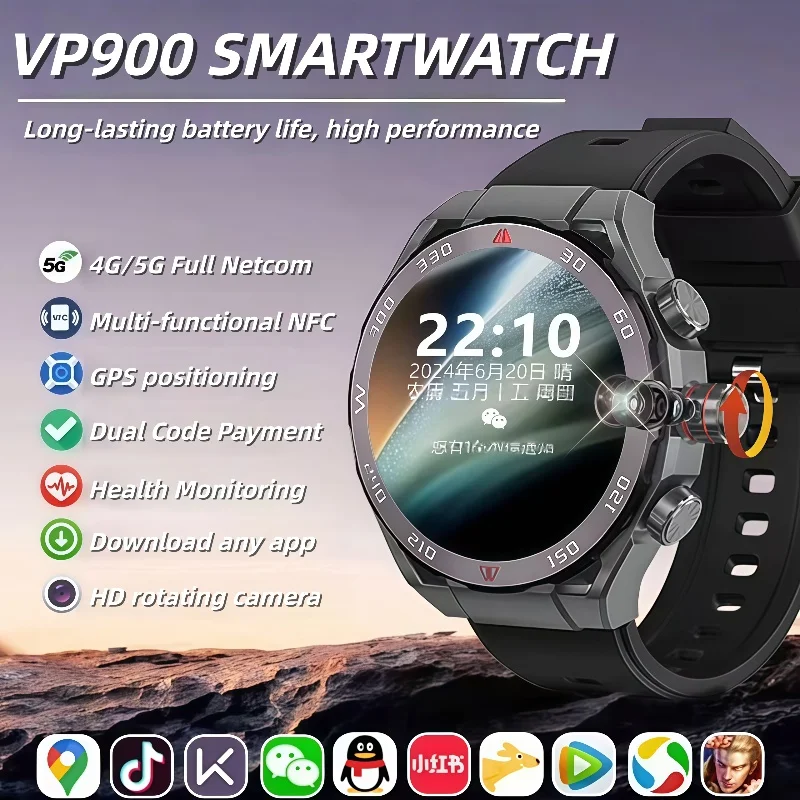 

2025 Smartwatch GPS Navigation AMOLED HD Screen Fitness 4G Sim Card Camera Video Call Waterproof