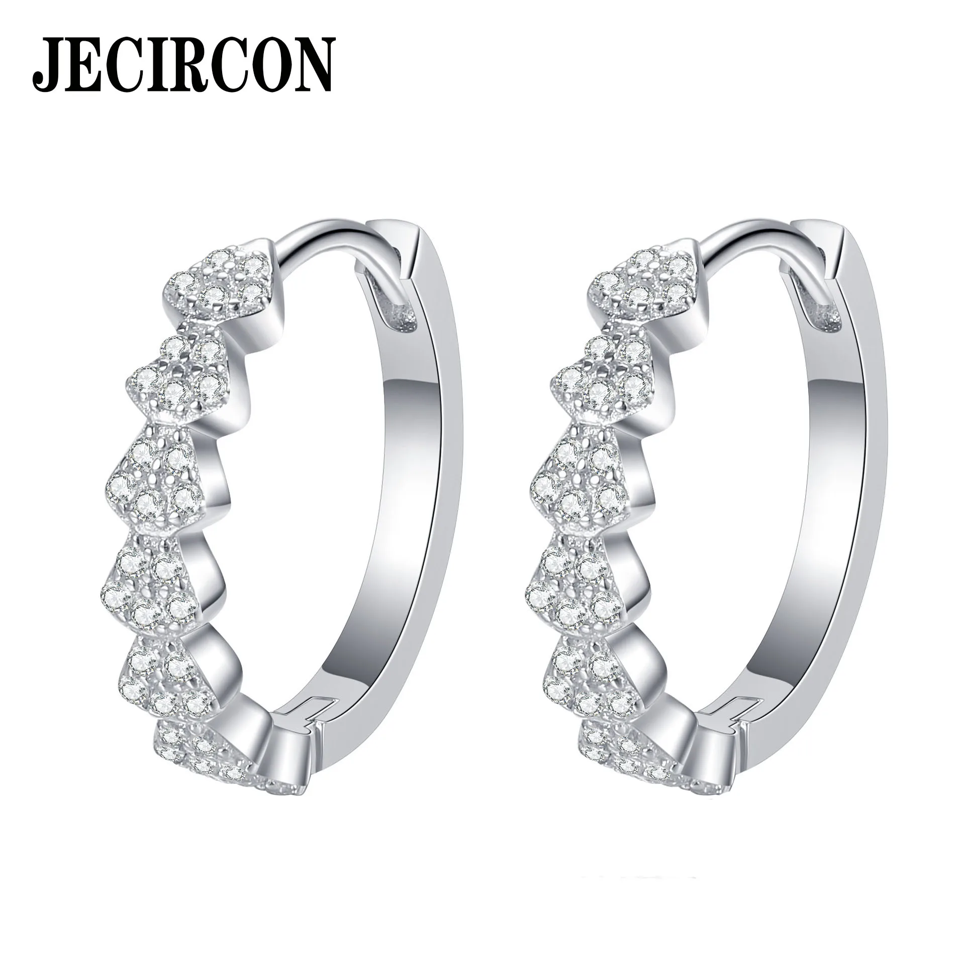 JECIRCON 925 Sterling Silver Full Moissanite Hoop Earrings for Women Simple Diamond-Set Temperament Ear Jewelry High-end Elegant