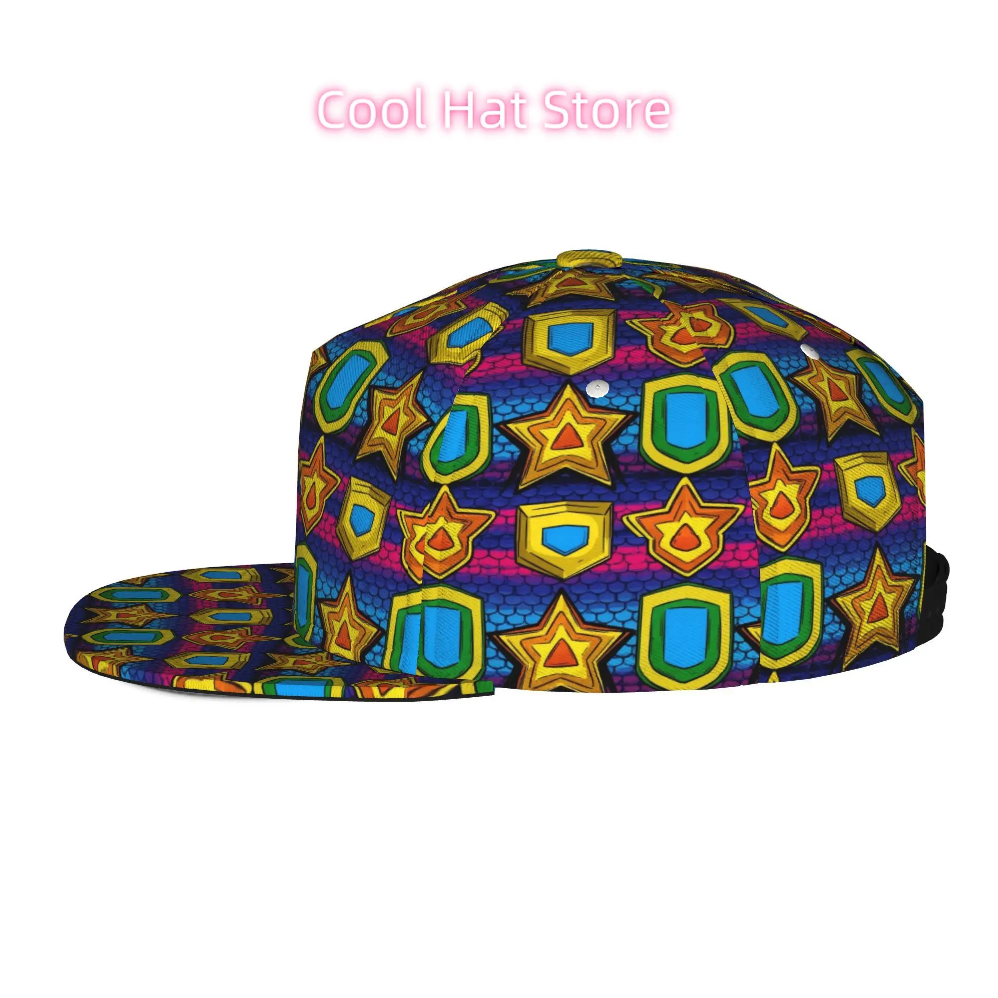 Men's & Women's Baseball Cap with Abstract Shield Design & Vibrant Colors - Adjustable Snap-On Brim, Flat-Top Suitable for Casua
