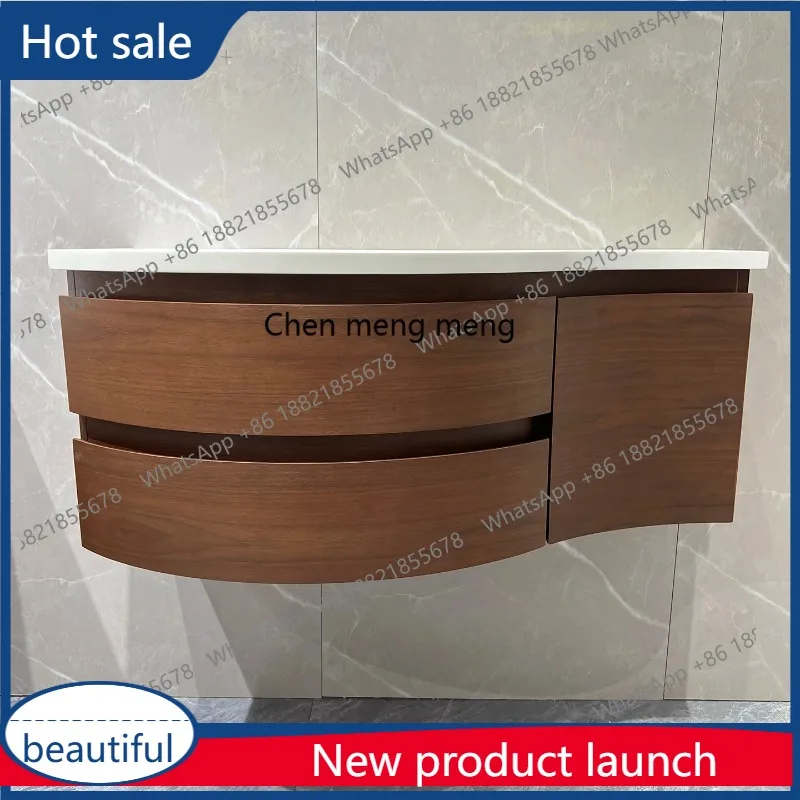 

A17 Чрезвычайно узкая дуга, комбинация шкафа для ванной комнаты, встроенная раковина из искусственного камня, моющаяся столешница из цельного дерева