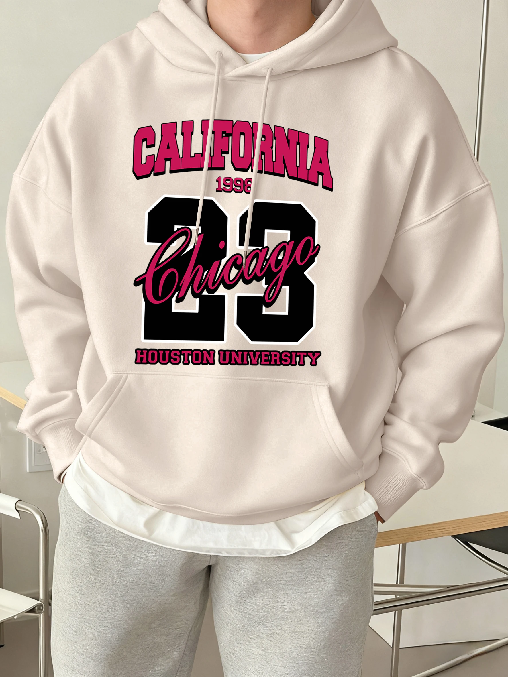 캘리포니아 시카고 휴스턴 대학교 프린트 남성 후드티 스포츠 소프트 스웨트셔츠 스트리트 패션 의류 캐주얼 가을 스포츠웨어