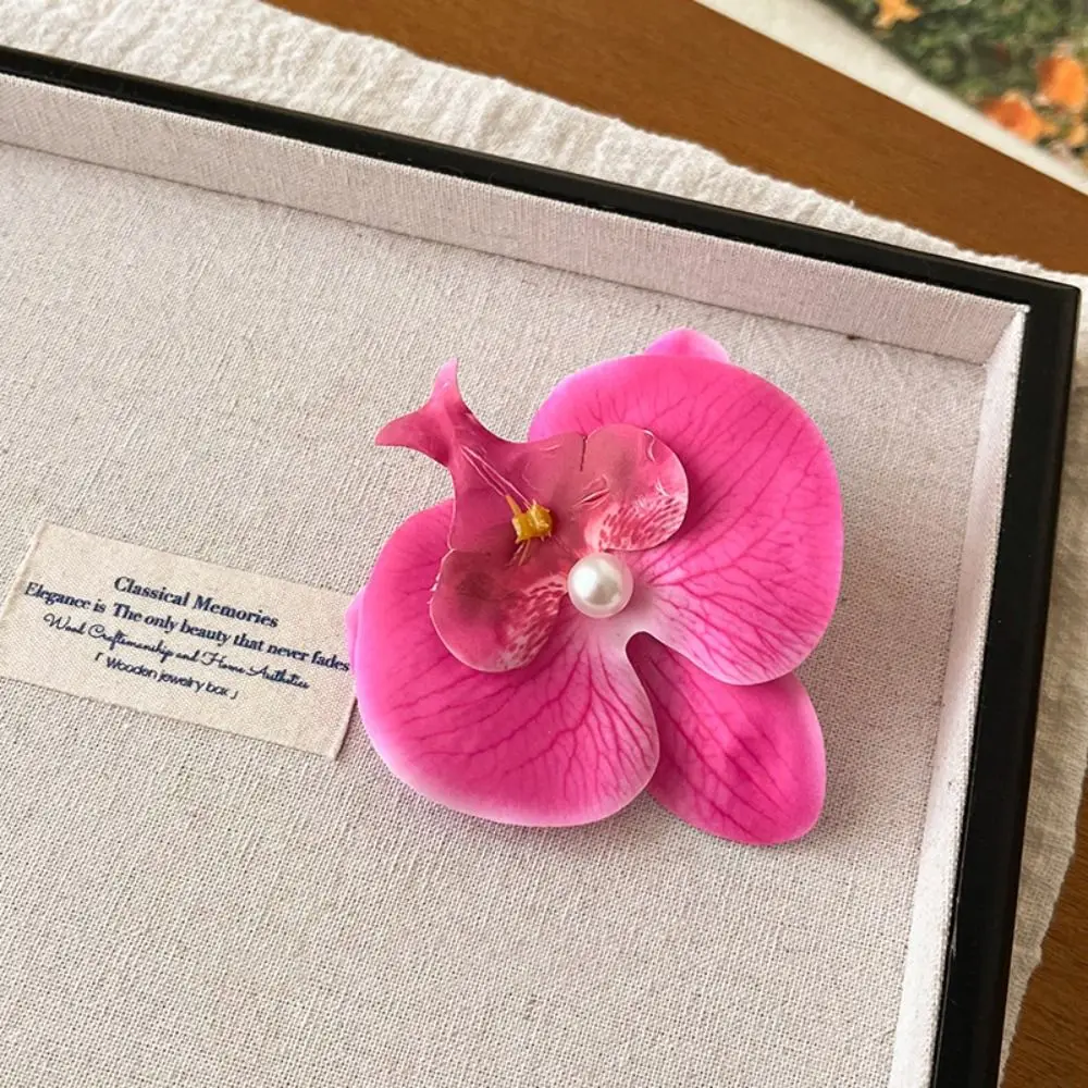 Sweet Cloth Flower Hair Clip Butterfly Orchid Pearl Orchid Flower Hairpin Duckbill Clip Korean Style Girl Hair Clip Seaside