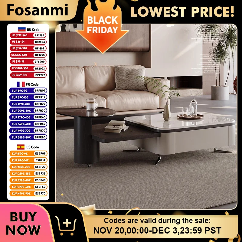 

Minimalist Rectangle Coffee Tables for Apartment Office Luxury Retractable Tabletop Center Table Modern Living Room Coffee Table