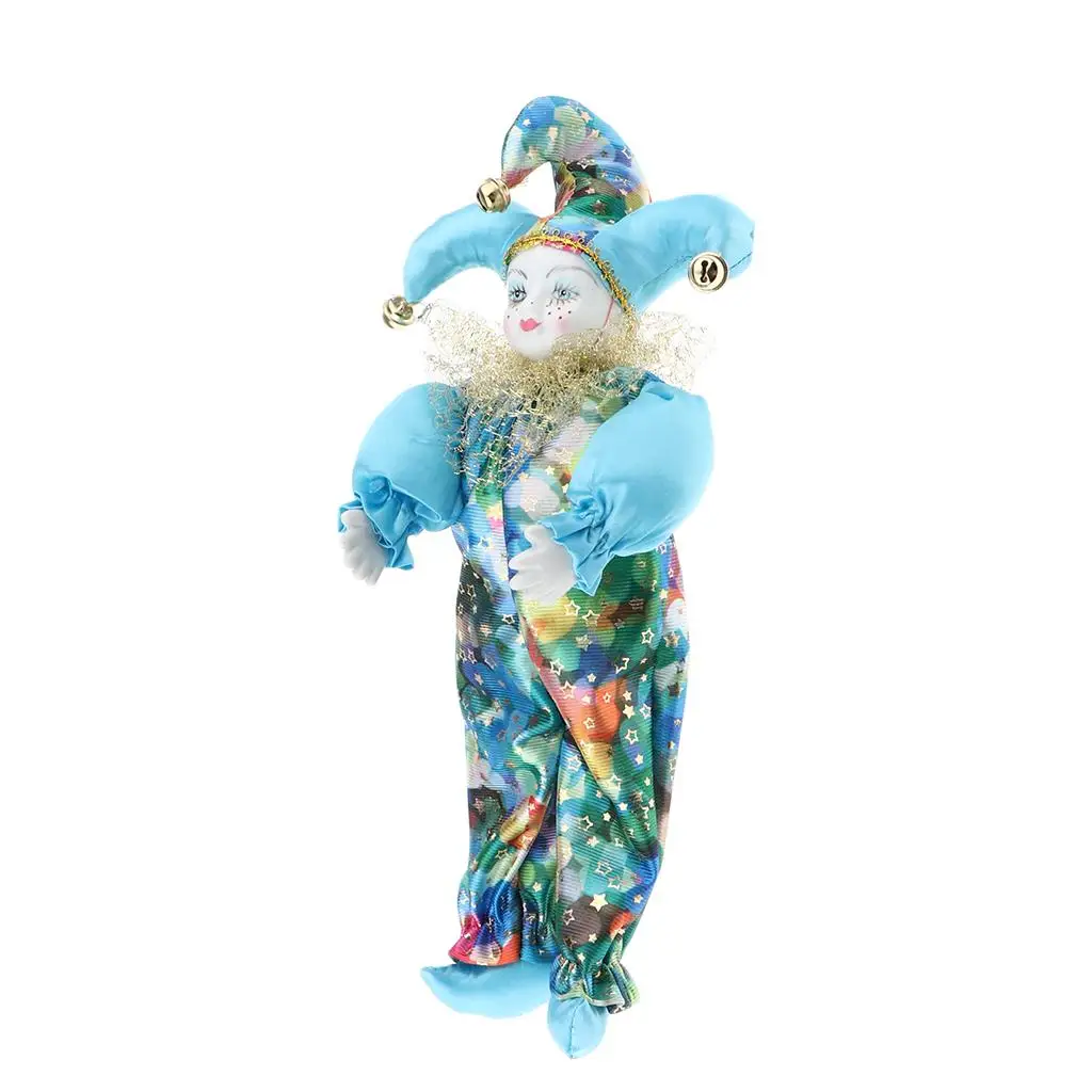

Funny Vintage Clown Doll Porcelain Collectible Ceramic Figurine Model Harlequin Ornament for Home Display