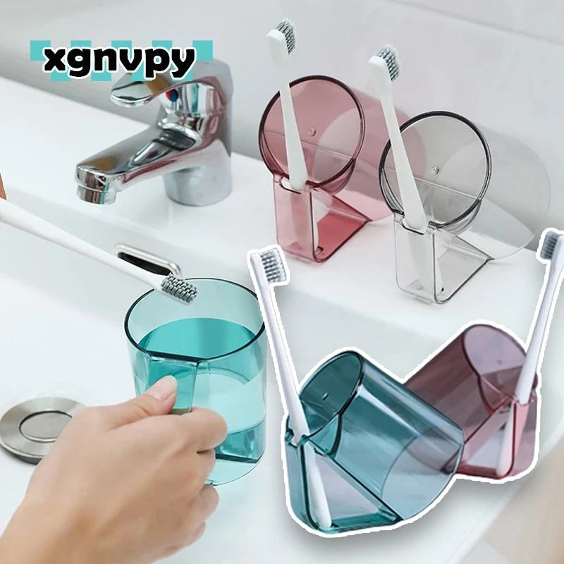 xgnvpy Mouthwash Cup Toothbrush Holder Creative Inverted Drain Design Drinking Water Brushing Cup Unique Container