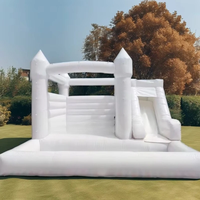 

Commercial PVC Inflatable White Bounce House Party Business Slide Combination