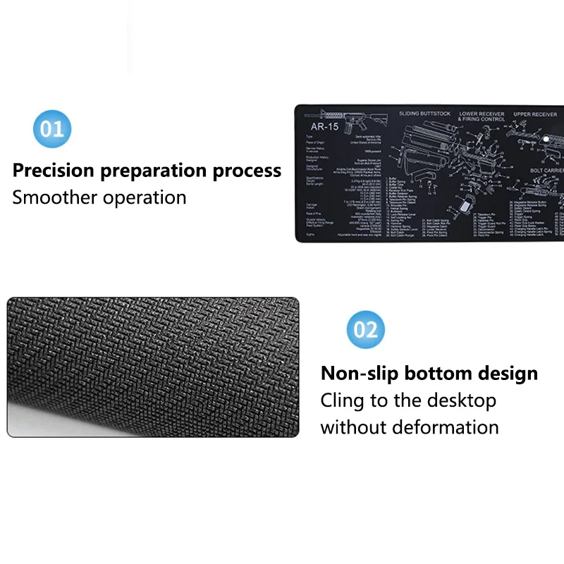 Tactical Gun Disassembly Rubber Cleaning Mats, Thickened, Waterproof, Ar15, AK47, Rifle Clean, Repair Pad, Anti-Slip Desk, Mouse view 3