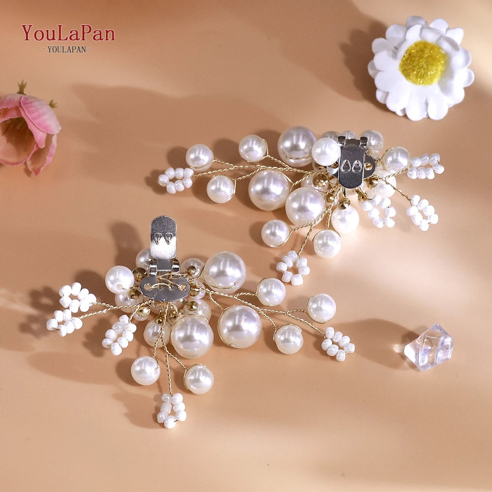 Youlapan-取り外し可能なフルパールシューズクリップ、花嫁のハイヒール、靴のアクセサリー、手作りの靴のバックル、光沢のある靴のクリップ、hx70