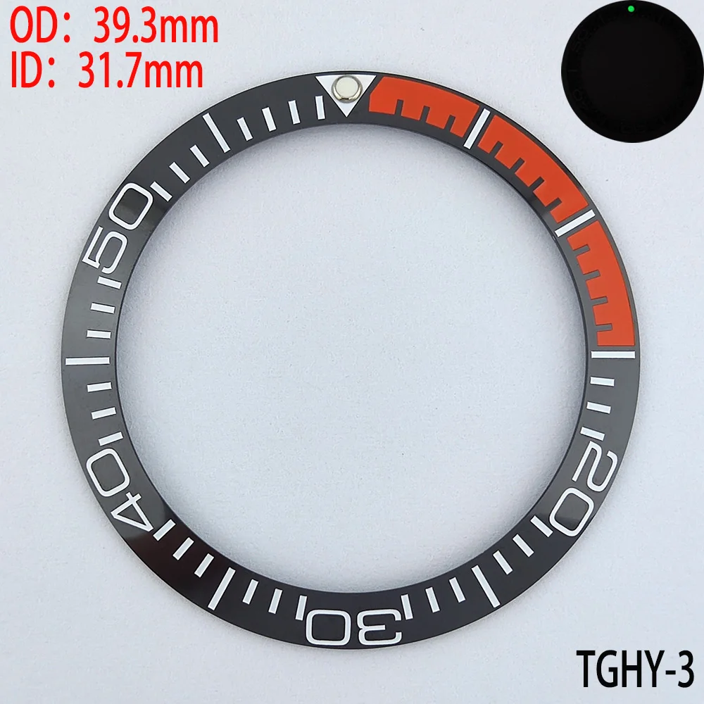 OD：39.3mm ID：31.7mm TGHY1-6 Watch Bezel TAG Sloping Luminous Watch Ring Ceramic Bezel Insert Replacement of Watch Accessories