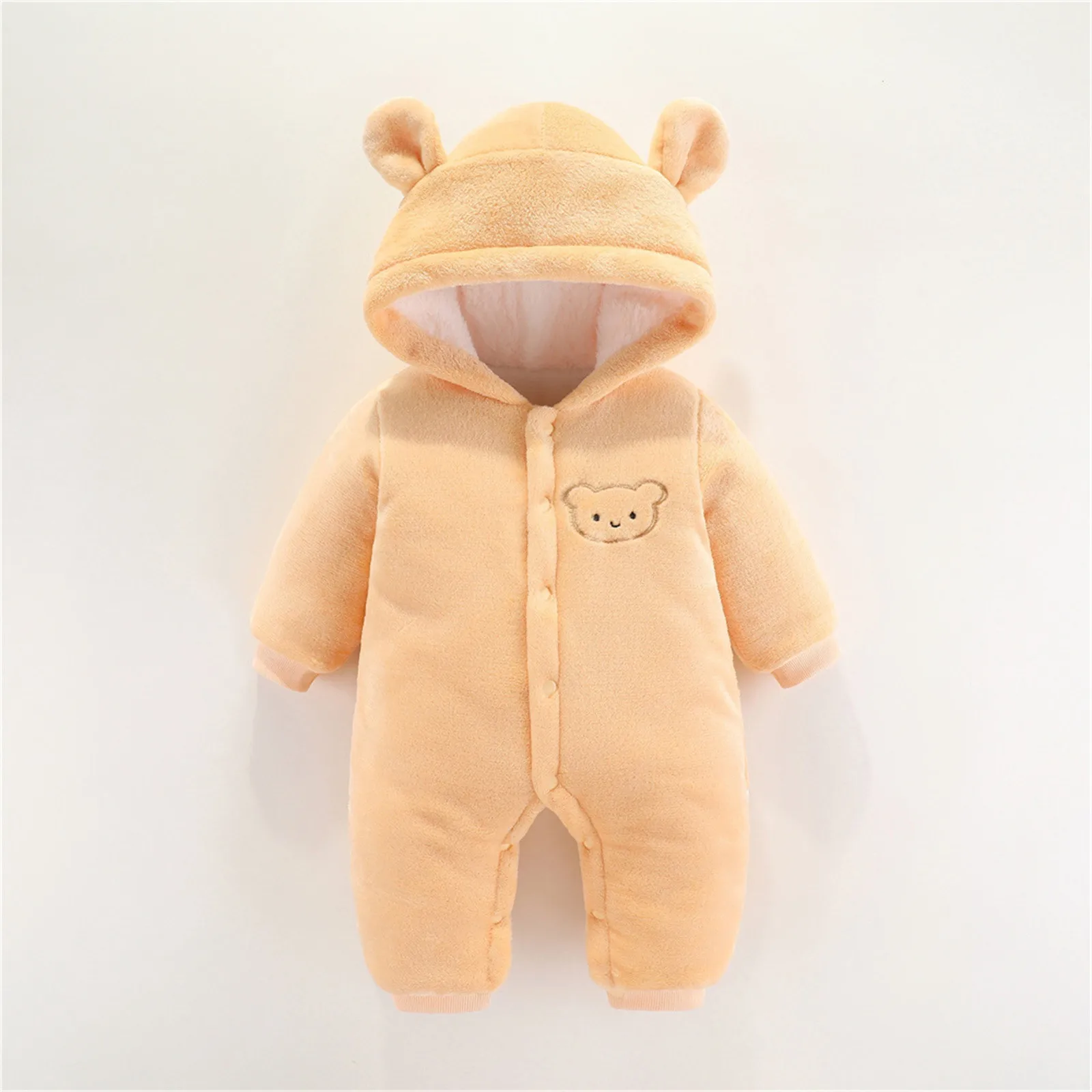 Baby Girls Boys Winter Clothes Snowsuit Teddy Bear Solid Cute Onesie Outfit Newborn Fleece Jumpsuit Romper Coat Hooded Suit