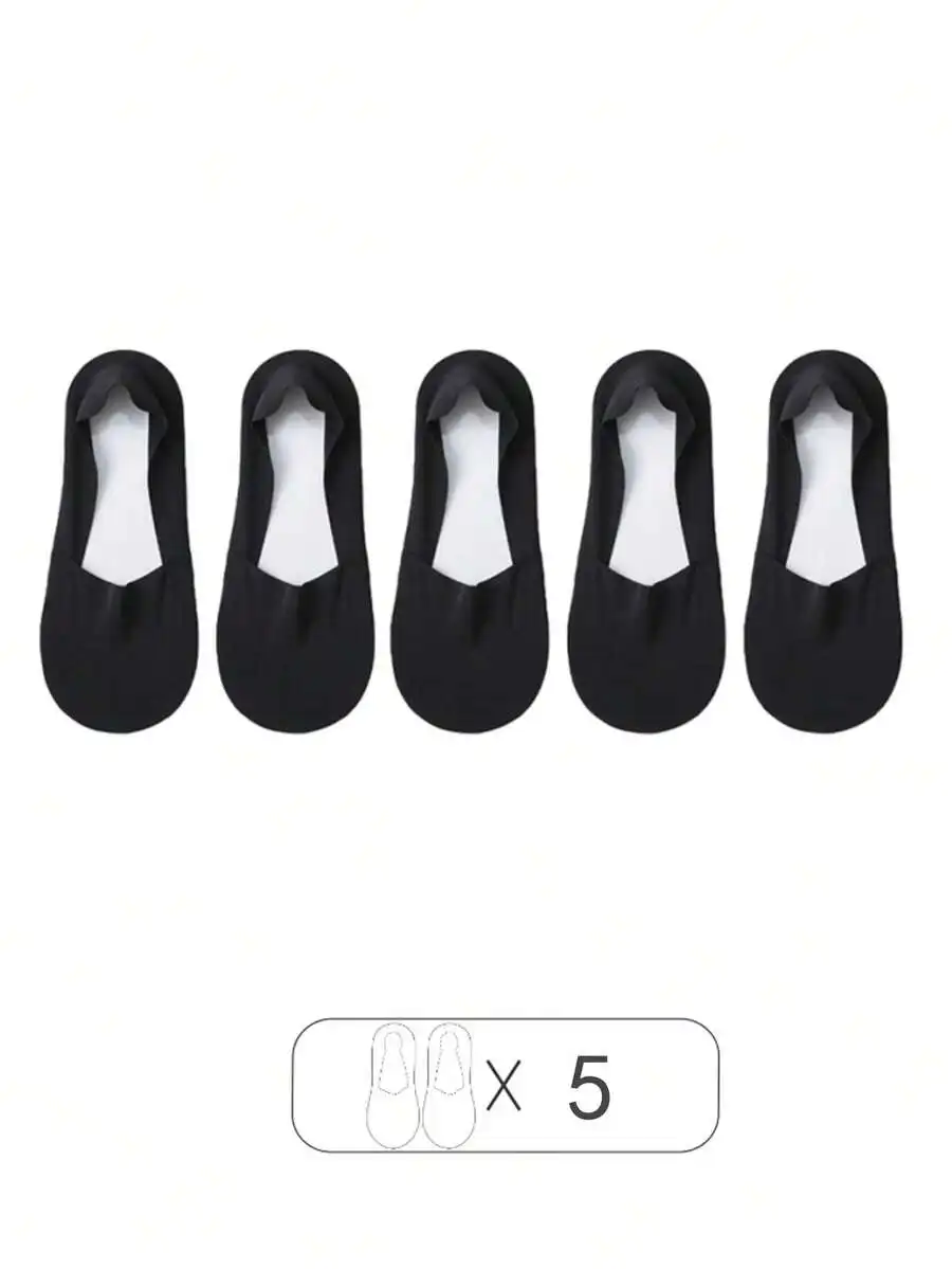 

5 Pairs Women Breathable Thin Invisible Non-Slip Sweat Absorbent Boat Socks Summer