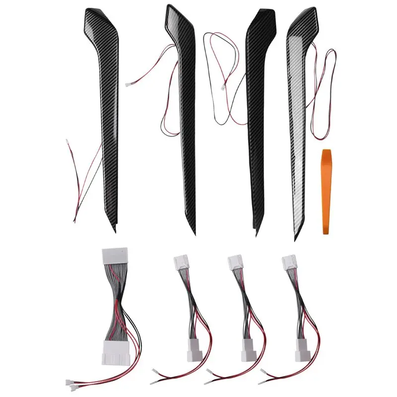 

Долговечная светодиодная атмосферная подсветка дверных панелей из углеродного волокна синего цвета для Toyota RAV4 Wildlander 2020-2022