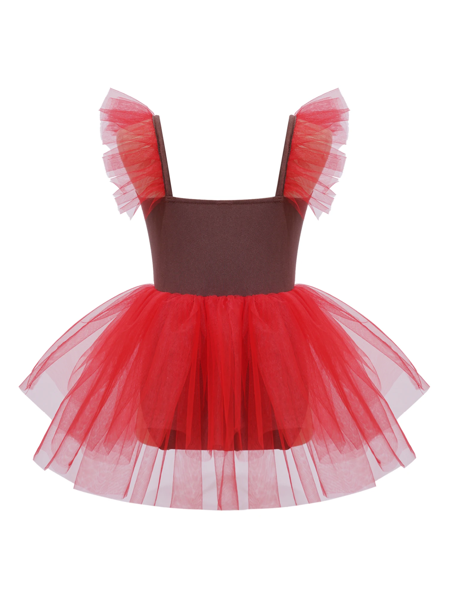 Kids Girls Christmas Gingerbread Man Costume Christmas Santa Dance Dress Sleeveless Ballet Tutu Dresses Dancewear