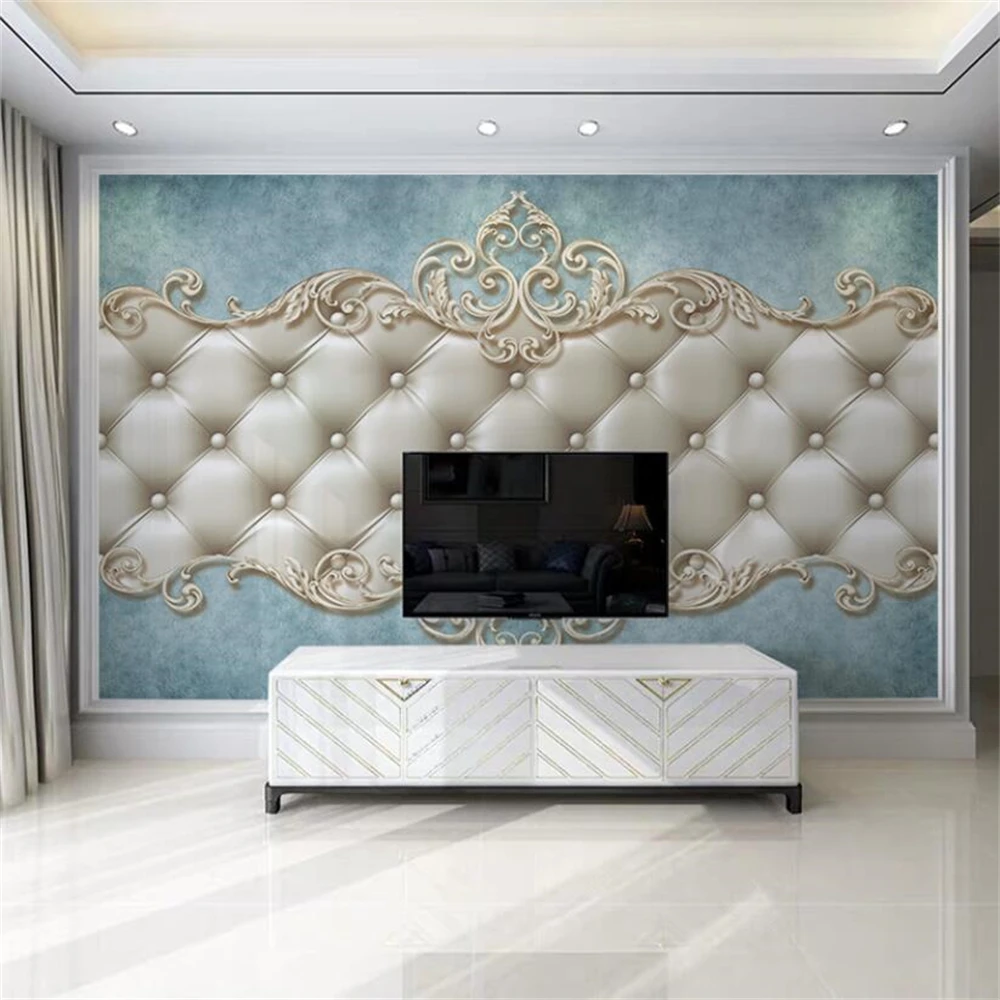 custom European TV background wallpaper living room upholstery modern 3D mural bedroom wall paper wall stickers home improvement