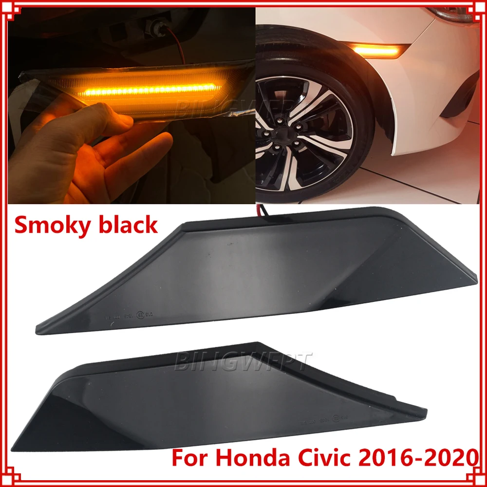 2 luces direccionales laterales dinámicas secuenciales para Honda Civic 10ª generación, luces de señal de giro 2016 2017 2018 2019 2020