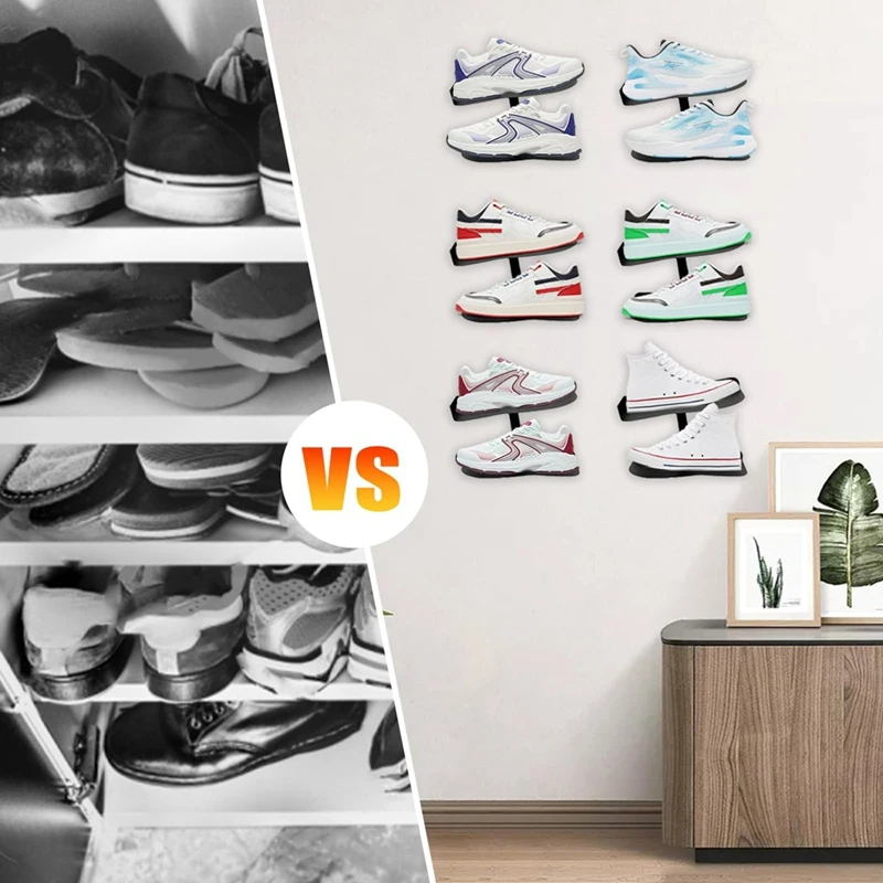 

Плавающая полка для обуви, настенное крепление, подставка для обуви для коллекции кроссовок, металлическая подвесная полка-органайзер для обуви, черный-A27R