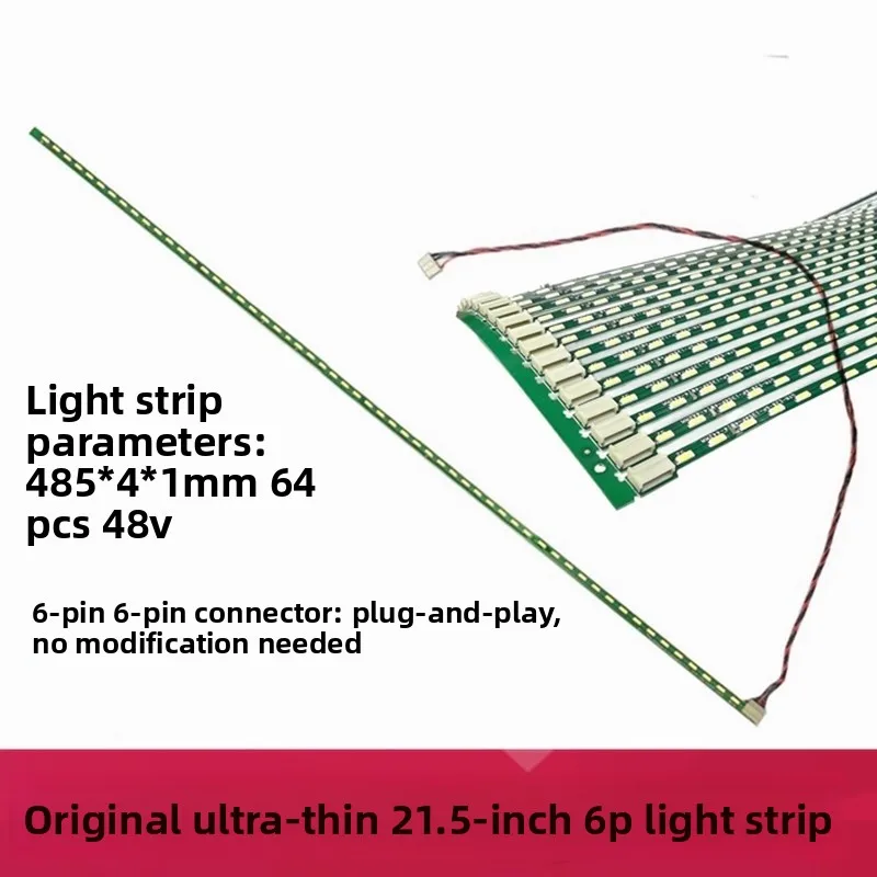 faixa-de-luz-de-fundo-led-lcd-original-de-215-e-22-polegadas-interface-6p-porta-de-6-pinos-64-pecas-espessura-de-1mm