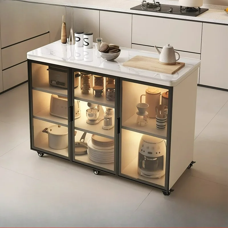 

Customizable Multi-Layer Side Lockers Movable Island