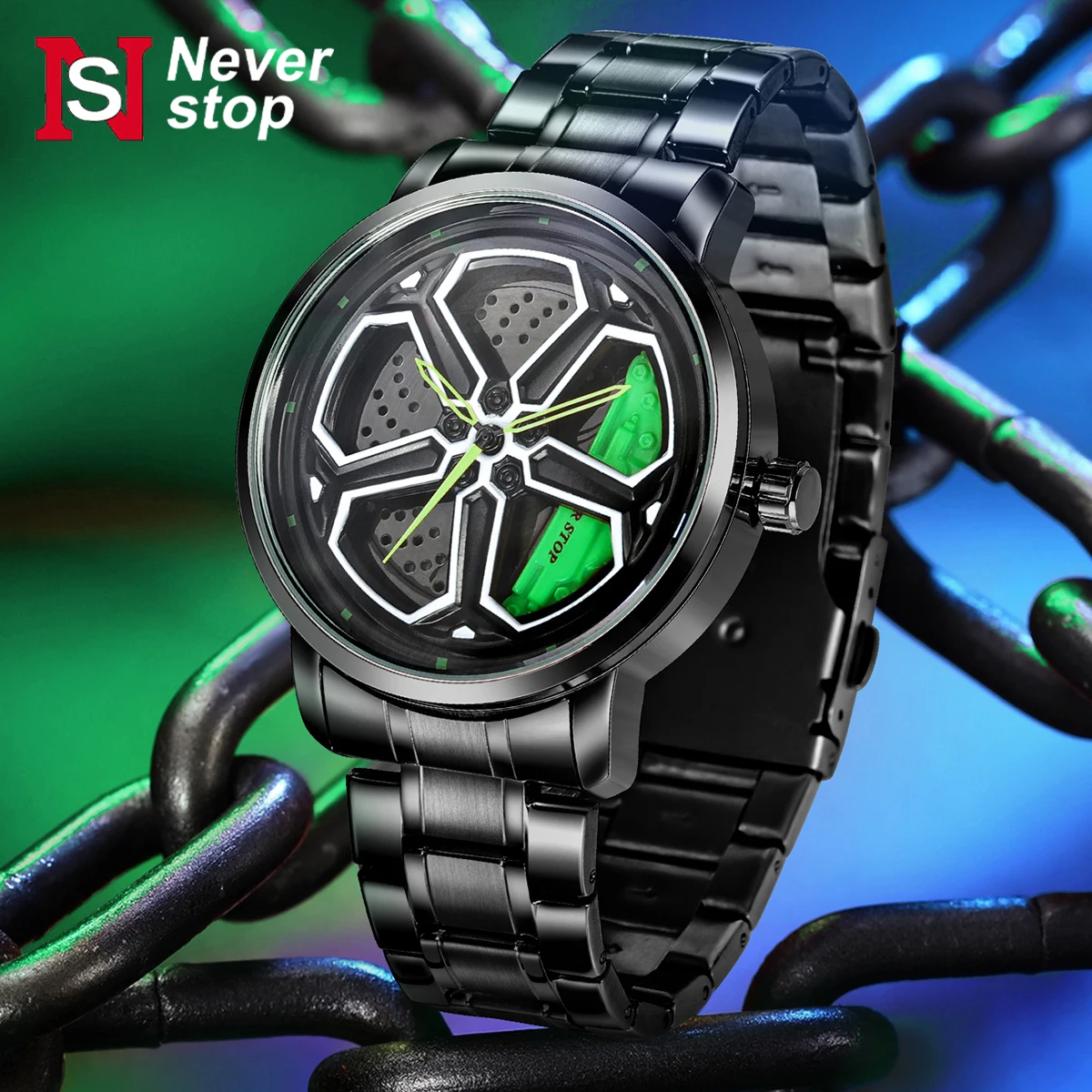 NS Four-leaf clover auto wheels mens quartz watch Creative casual men's quartz watch