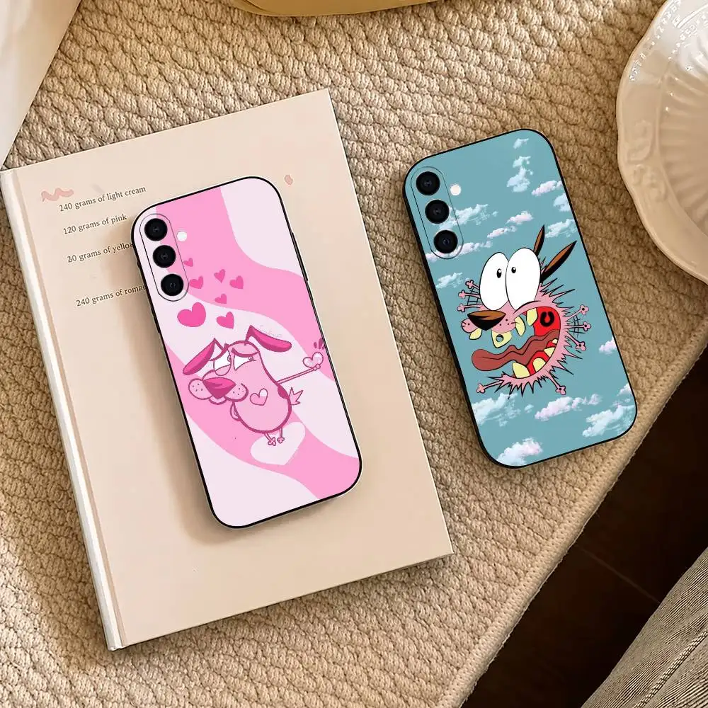 Cartoon CTCD Cowardly Dog S-Courage Dog Phone Case Black Silicone Soft For Samsung A73,A72,A71,A70,A53,A52,A51