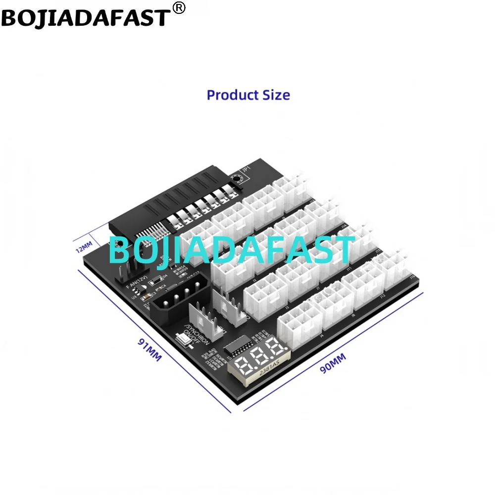 16 x 12V PCI-E 6Pin Connector Breakout Board Synchronization Remote Management For HP 800W 1400W 1600W 1800W 2200W Server PSU