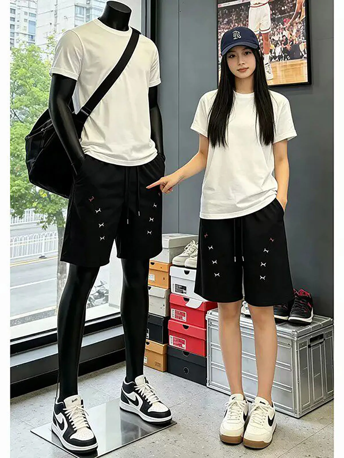 Quick Dry Embroidered Ice Silk Men's Shorts Summer Cool Feeling Casual Beach Pants Standard Waist Knee above Length Shorts
