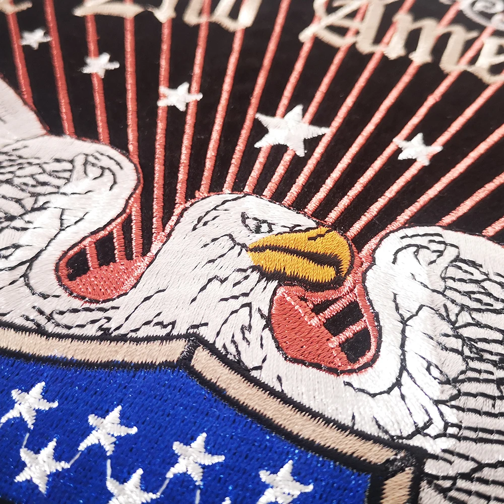 Double Guns Embroidery Patches USA Eagle America PROTECT OUR RIGHTS for Jacket back vest Motorcycle Club Biker Size 27*30cm