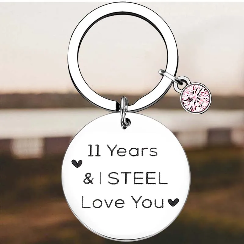 Новый брелок для ключей на 11-летний юбилей, кольцо для жены, мужа, подарки, брелки, кулон, подарок на 11-й годовщину свадьбы