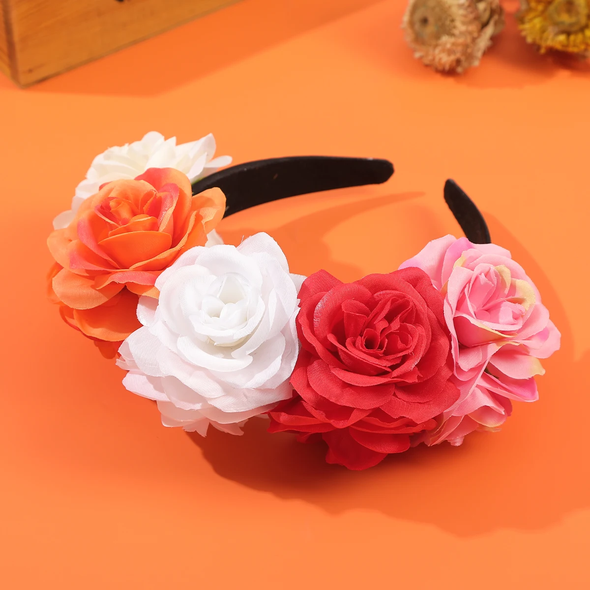 1 Pcs Halloween Flower Headband Custom Mexican Flower Crown Day of the Dead Headpiece Hawaiian Boho Frida Floral Party Headband