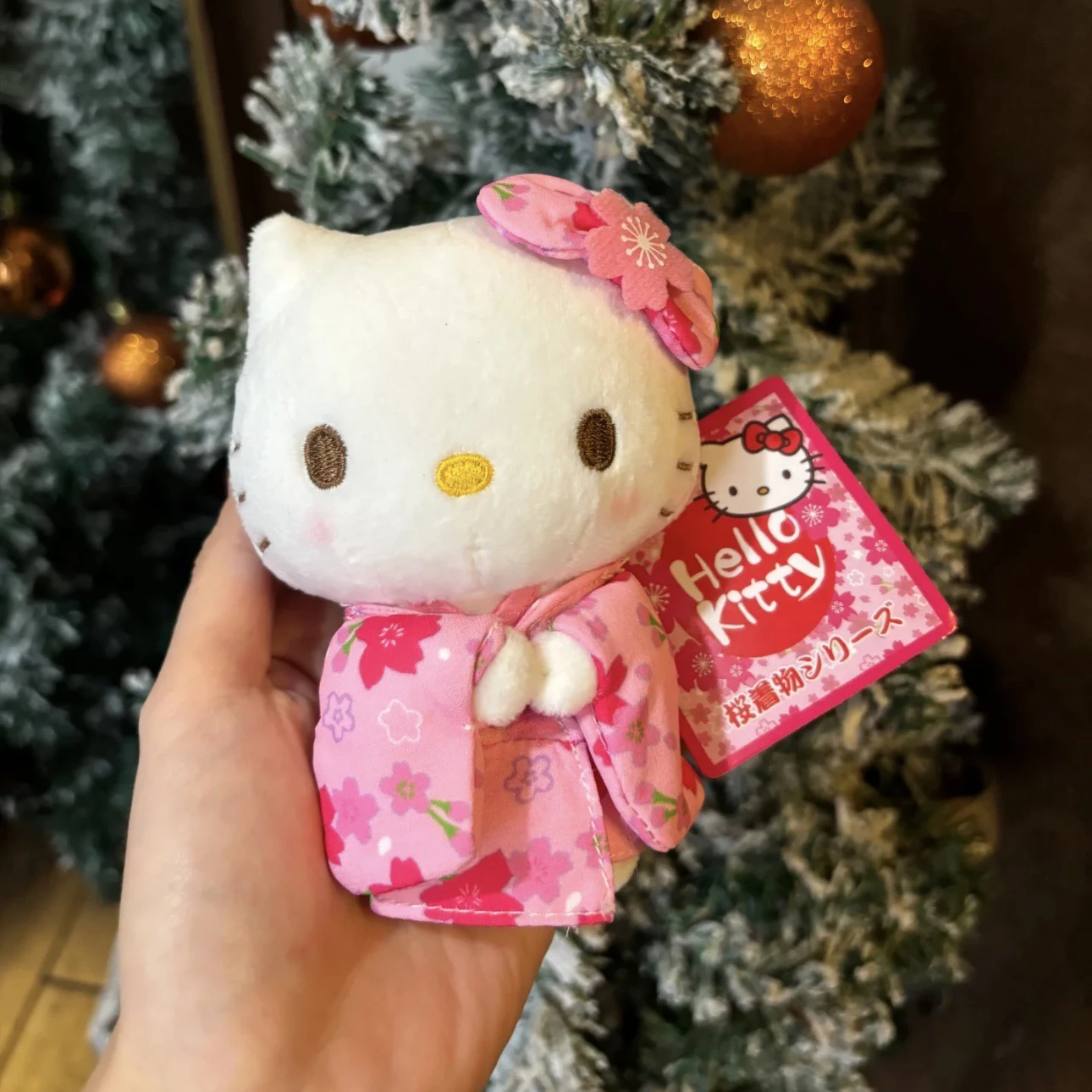ハローキティ版シリーズ着物ぬいぐるみチャーム桜柄ぬいぐるみバッグ財布キーホルダー誕生日ギフト用