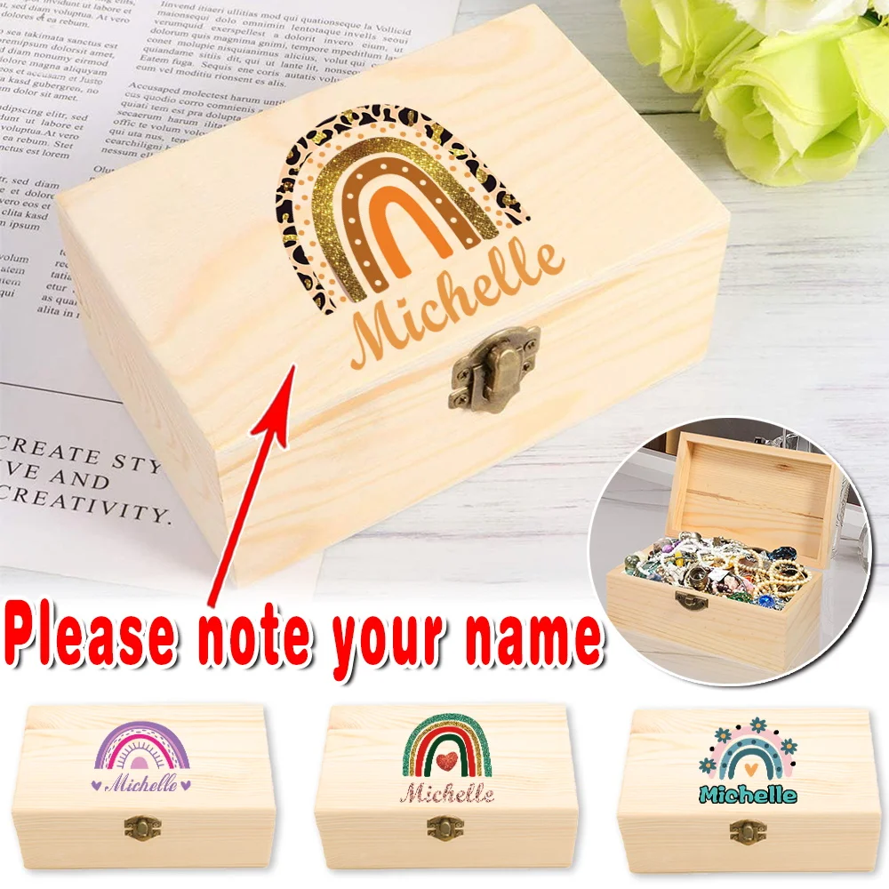 

Customized Name Personalized Wooden Keepsake Box Durable Jewelry Storage Organizer Craft Treasure Chest Decoration Display Case