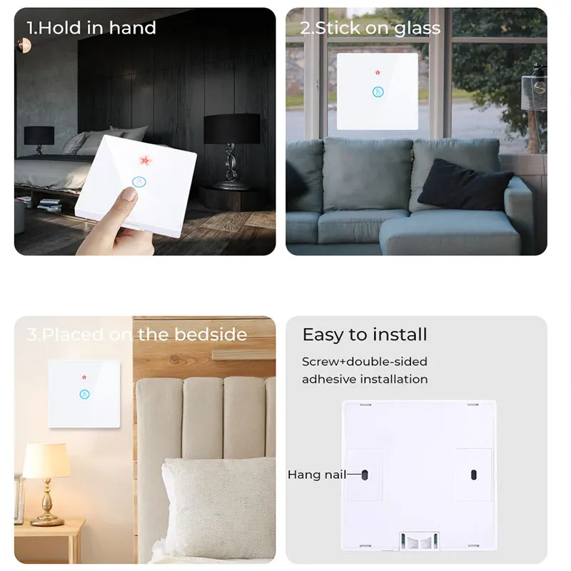 Szaoju EU WiFi Touch Switch Tuya Vita Intelligente Interruttore Della Luce Della Parete Senza Fili RF 433Mhz LED Pannello di Cristallo di Vetro
