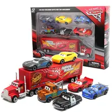Disney pixar carros conjunto relâmpago mcqueen xerife mack caminhão diecast metal carro 2 1 3 caixa dinoco racer carro brinquedo menino presente para crianças