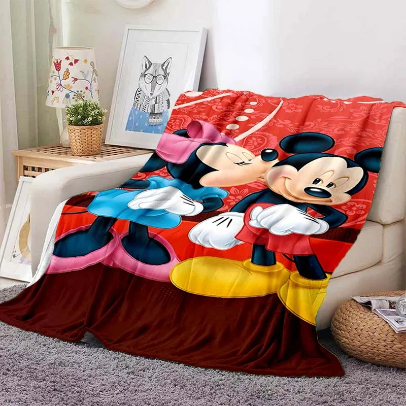 Minnie Mickey Mouse Fashion Blanket for Sofa King Size Soft Flannel Throw Fluffy Bed Blanket New Born Winter Blanket Girl Kid