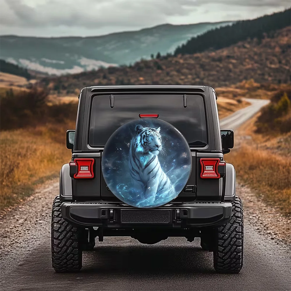 Dreamy Spirit Tiger Style Printed Pattern Car Tire Cover, Fashionable Universal Wheel Hub Protector, Spare Tire Cover, Perfect F