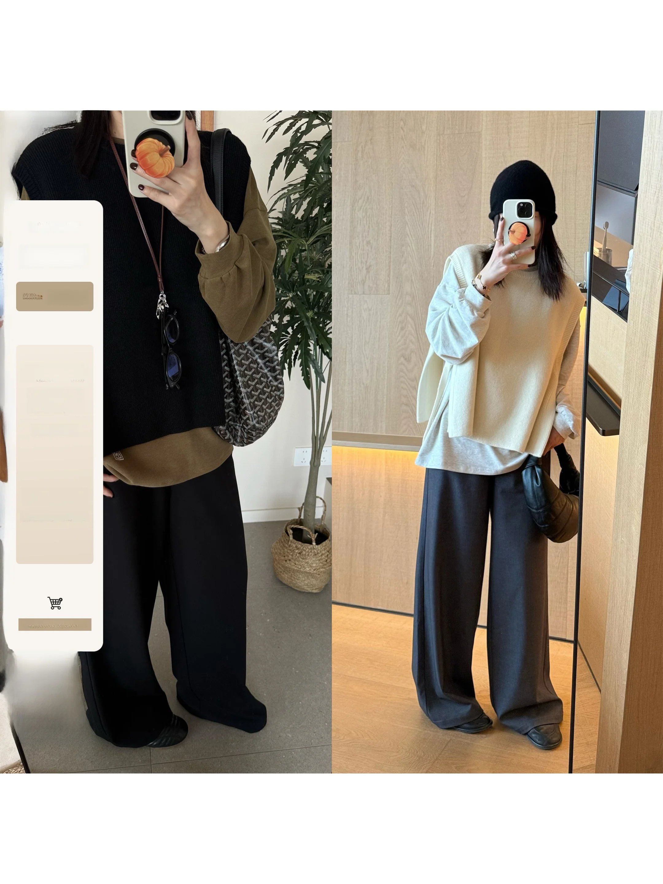 

Женский шерстяной жилет Elielim Layered Aesthetic: новый, свободный крой, с подплечниками, утолщенный, однотонный, с круглым вырезом