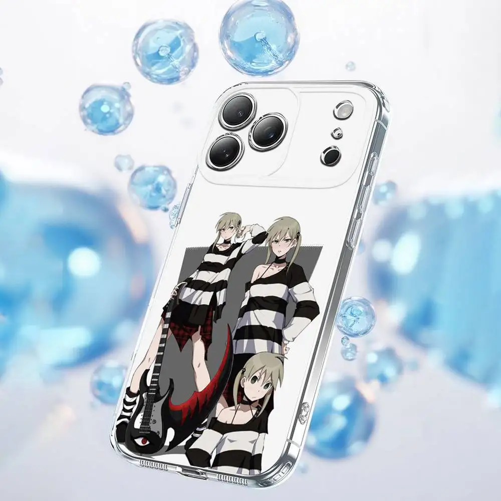 S-Soul Eater Evans Albarn Crona Capa de telefone para iPhone 17,16,15,14,13,12,11 Plus, Pro, Max, Plus, E, SE4, Air, Mini transparente