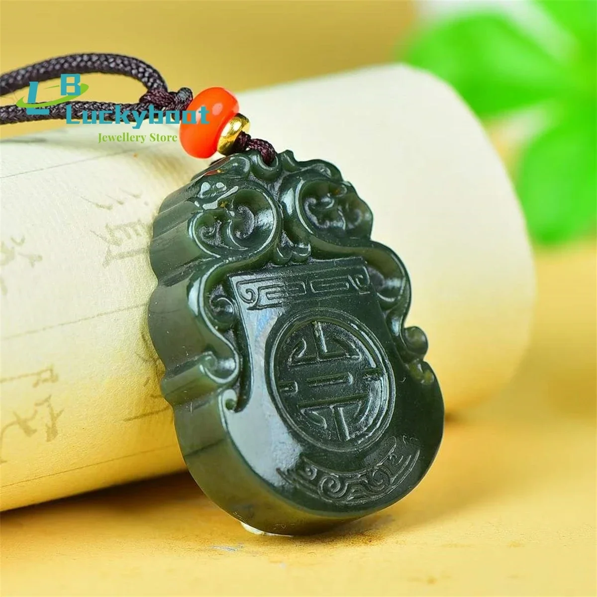 قلادة تنين عتيقة من Hetian Qingyu الطبيعية، شخصية بسيطة وأنيقة، أزياء رائعة متعددة الاستخدامات للرجال والنساء #3