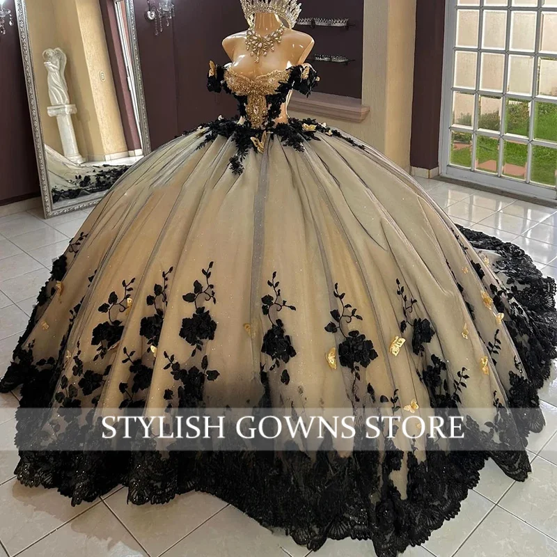 Luxury 3D Flowers Quinceanera Dress for Girls Illusion Lace Appliques Corset Vestidos De 15 Quinceanera Customized
