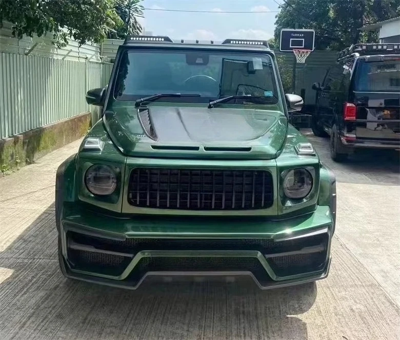 PK Style Dry Carbon Fiber Front Bumper Rear Bumper Fender Hood Spoiler Roof Light for G-Class W464 G500 G550