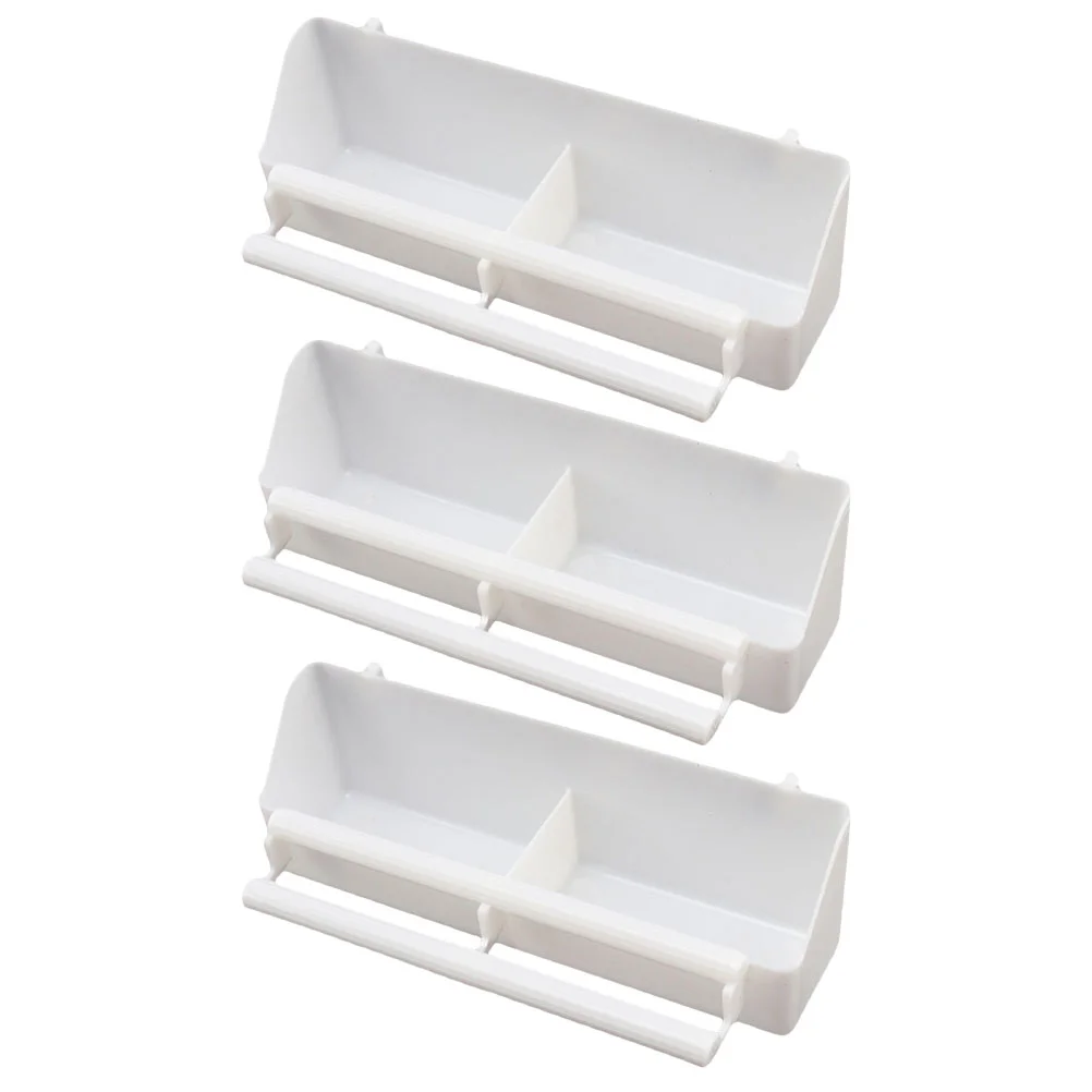 

3 Pcs Bird Cage Feed Container Feeder Parrot Food Feeding Bowl Small White Dispenser