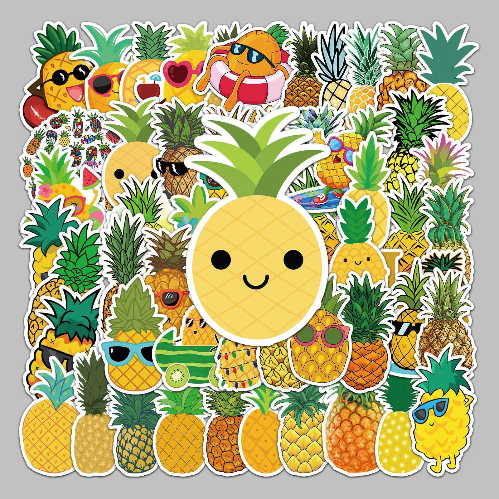 50pcs Mini Sticker Funny Pineapple Stickers Decoration DIY Waterproof Cartoon Stickers For Glass Laptops Phones Smooth Surface