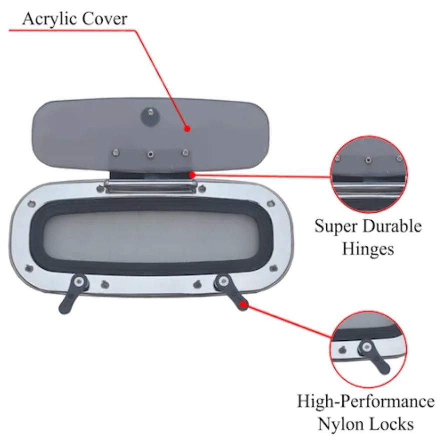 해양 문짝 스테인리스강 포트홀, 316L 타원형 포트홀, 보트 해양 요트용