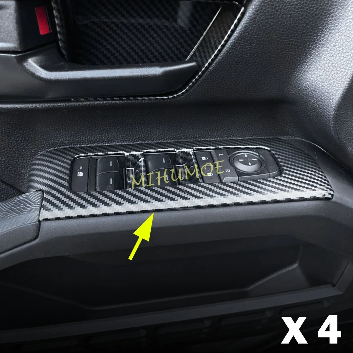 

For 2024 2025 Toyota Tacoma 4-Door Carbon Fiber Interior Door Window Switch Panel Cover Trims Accessories LHD