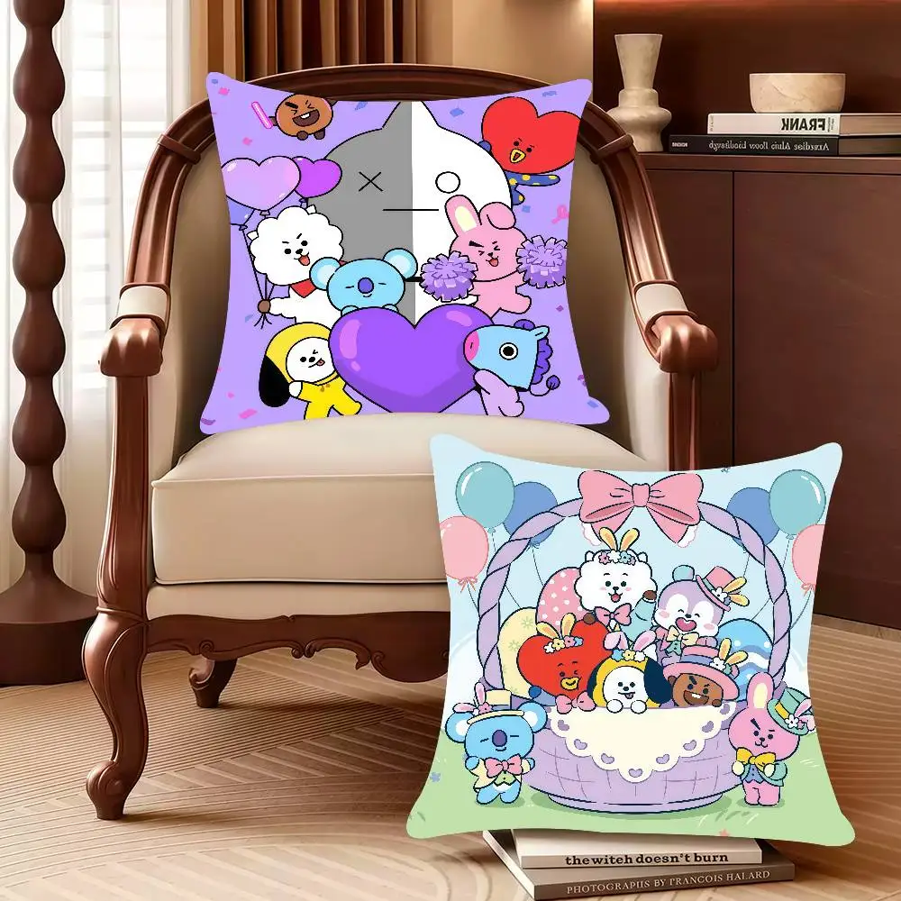 

MINISO Cute Cartoon B-B-T-21 Pillow Case Decor Protective Covers Comfortable Soft For Sofa Living Room Home Office