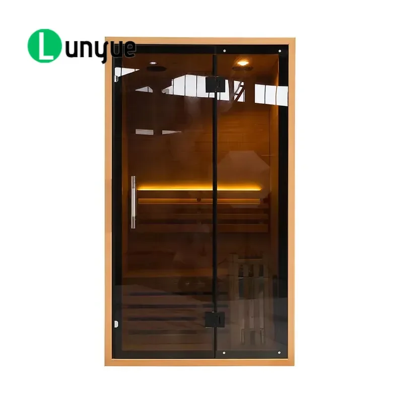 Traditional Solid Wood Steam Sauna for 2 People Indoor Wooden Cabin Home Spa Relaxation Room Durable Natural Material Easy