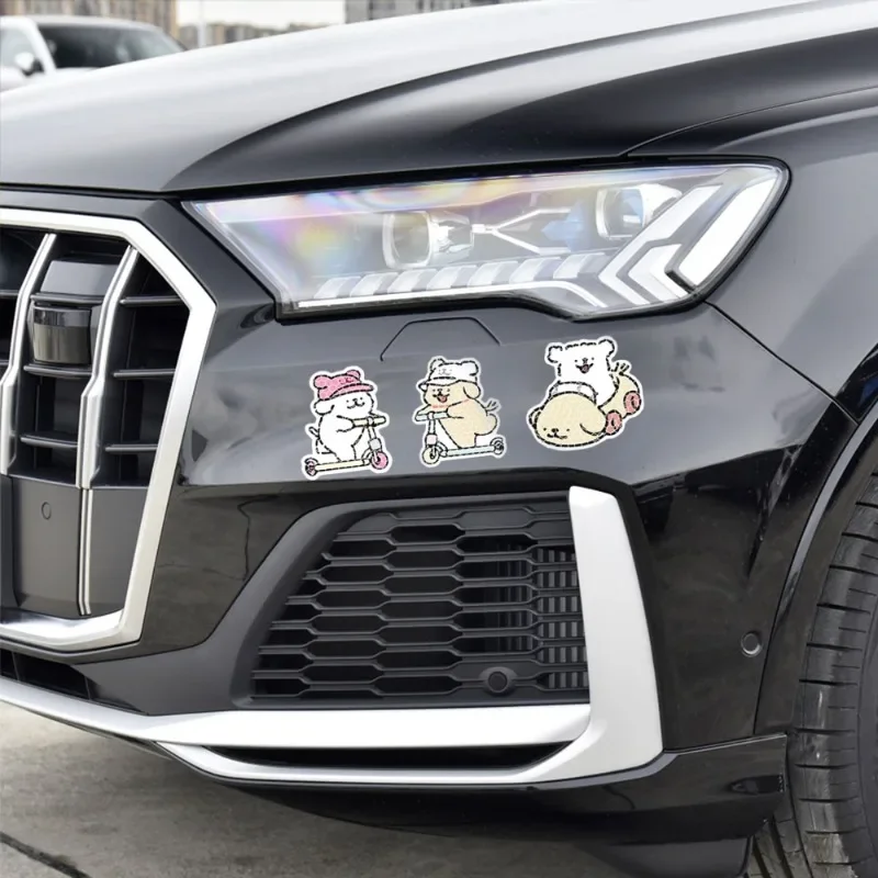 Dog Car Reflective Strips Night Safety Warning Stickers Motorbike Helmet Sticker Cute Puppy Decals Auto Decorative Accessories