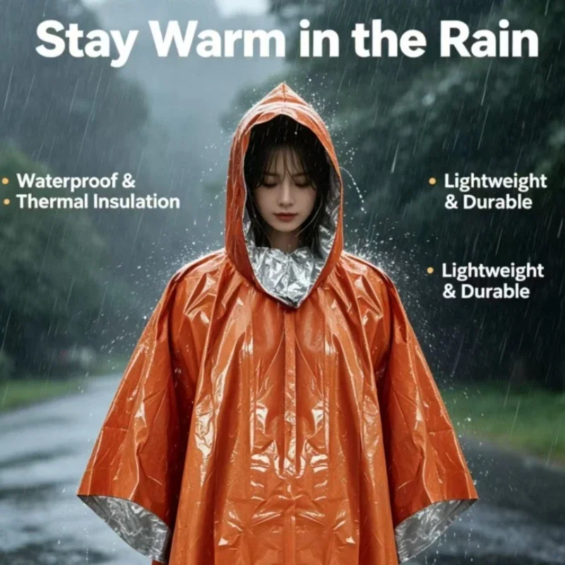 Outdoor Portable First Aid Raincoat Long Cycling Thickened Reflective Windproof Emergency Hiking Multifunctional Raincoat